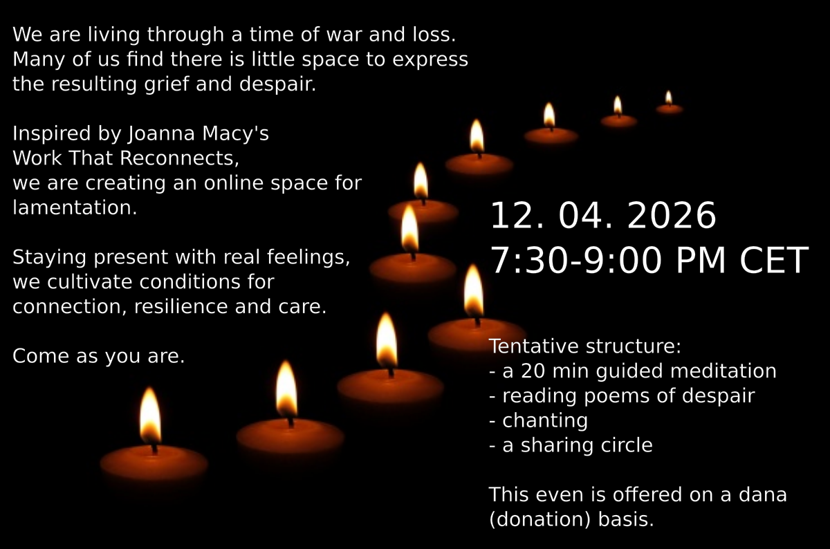 Sunday April 12 7.30 pm - connecting to loss and grief 