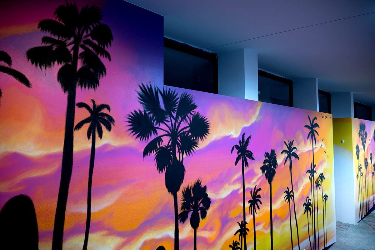 Left View from above of the Kulani Kinis 30m Headquarters Mural