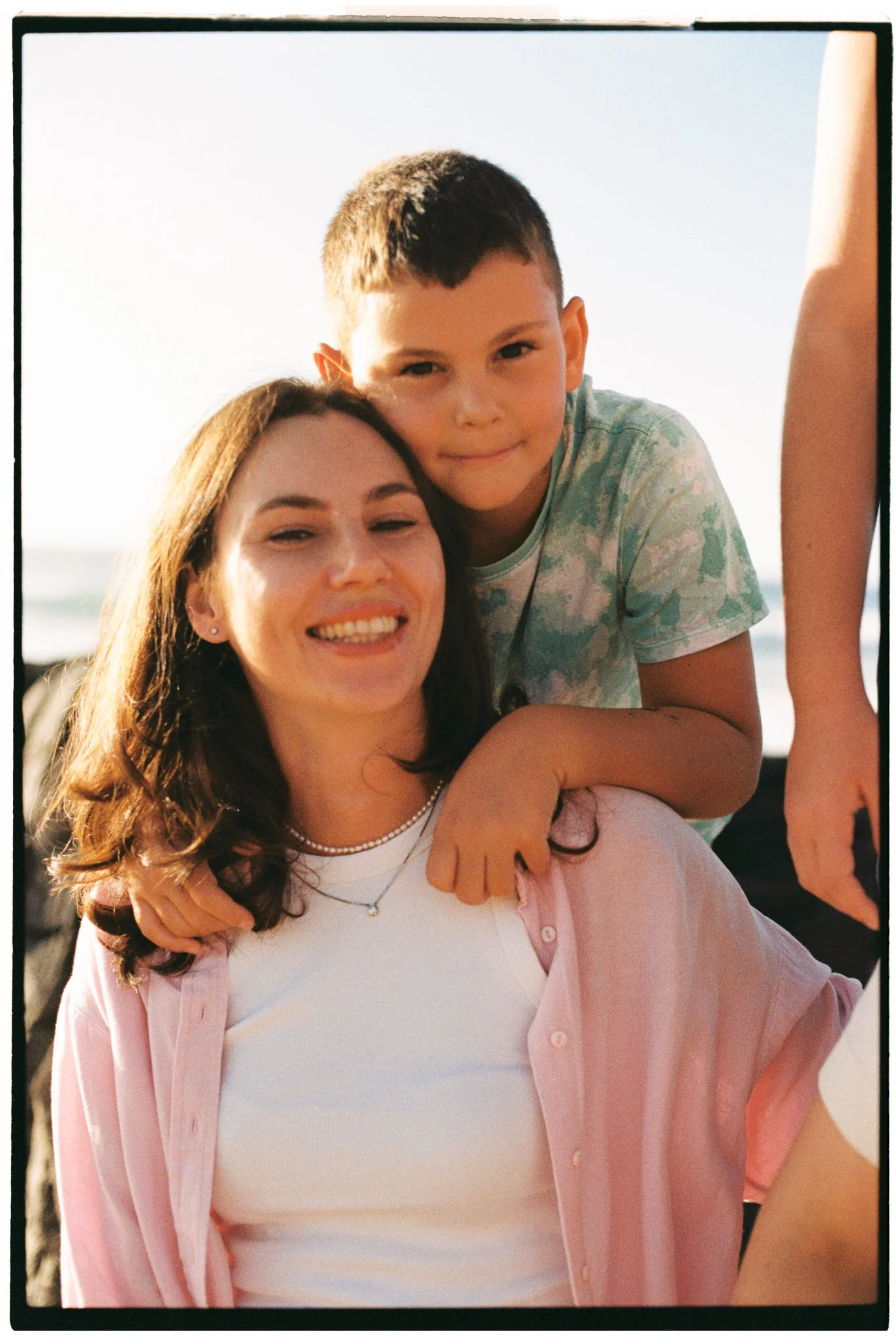 Family interaction during a photography session in Tenerife