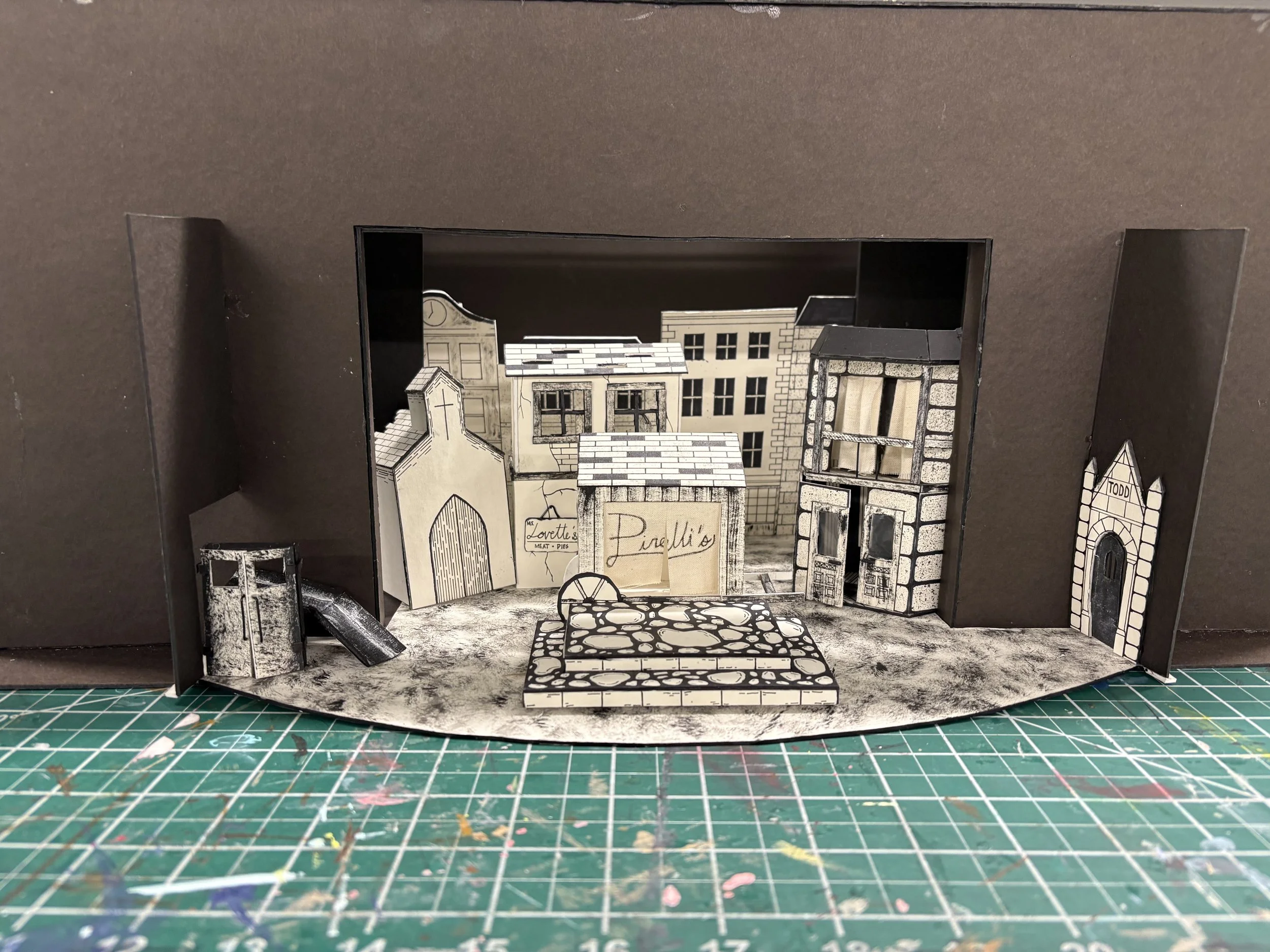 "Sweeney Todd" Pirelli's in the Square Set Model (0'-1/4" = 1'-0")