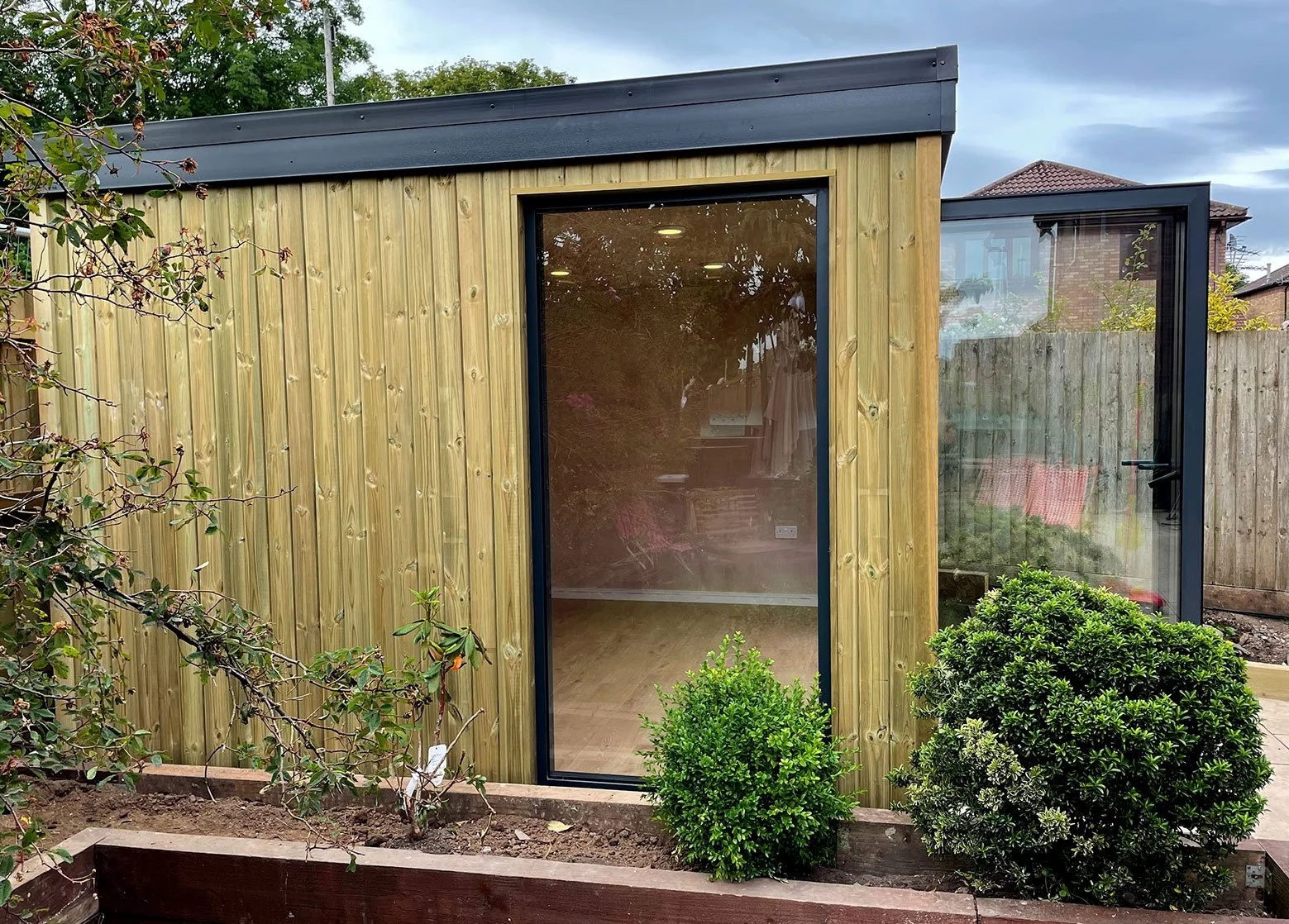  Outdoor workspace with door and window. 