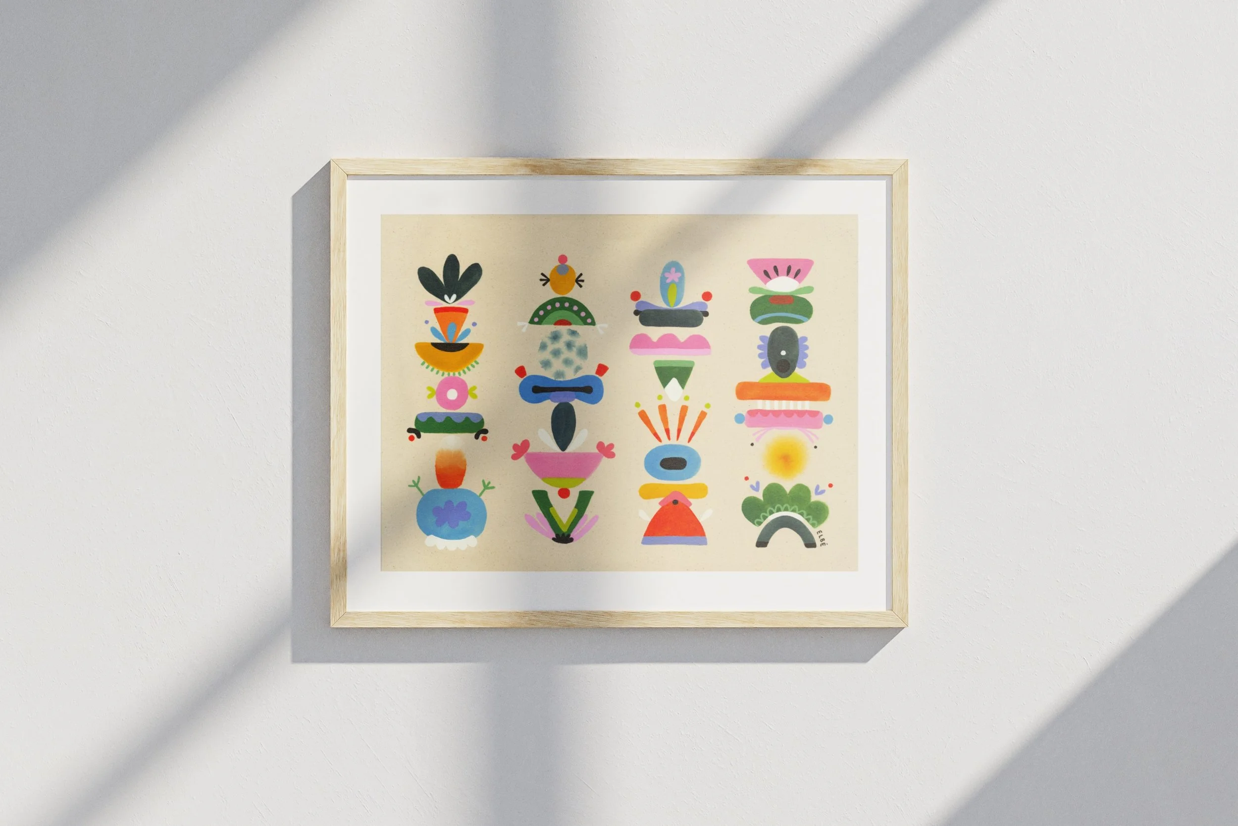 Reproduction encadrée Entre deux manèges par Elbé présentée dans un décor intérieur