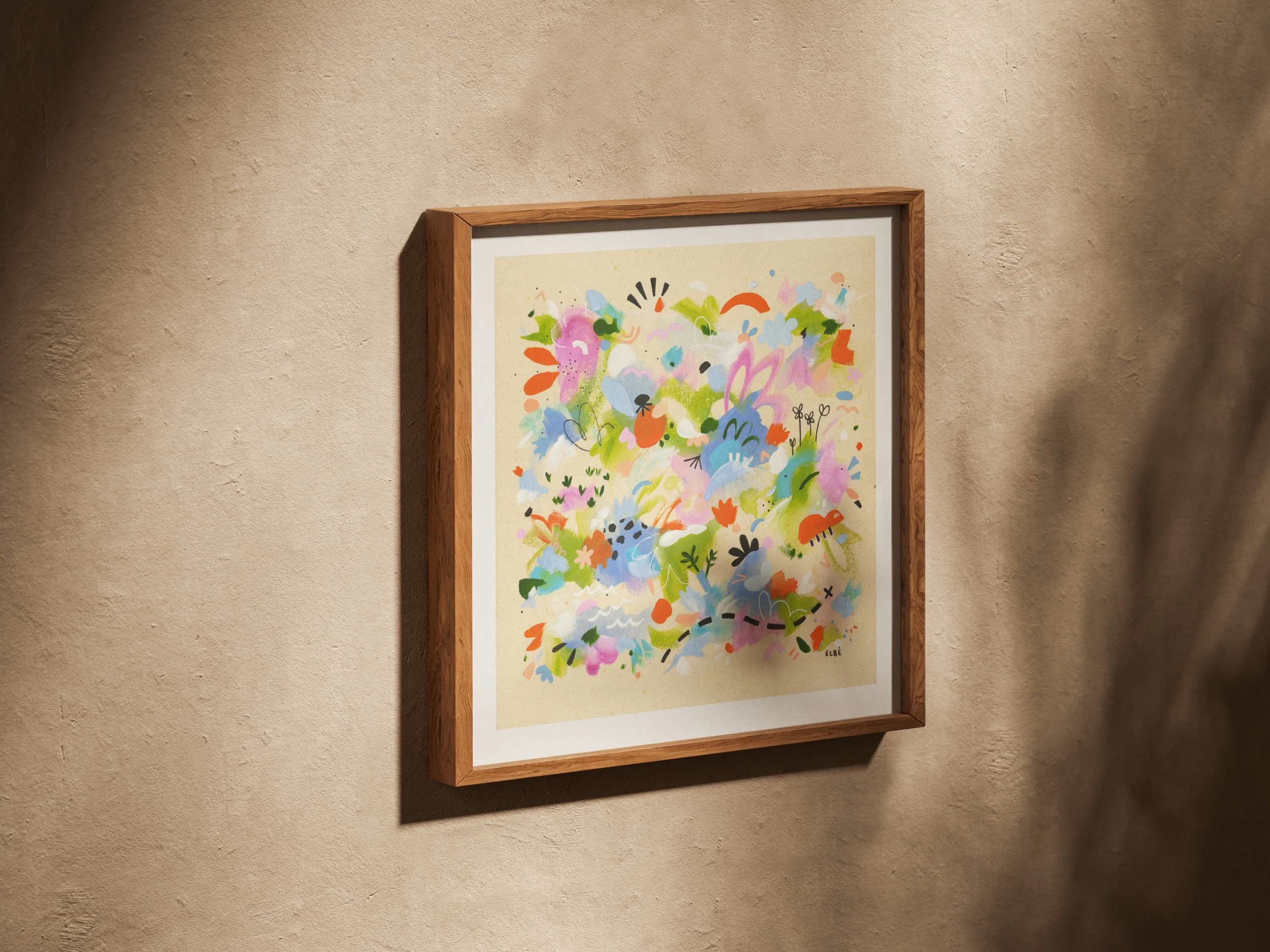 Reproduction encadrée On se rejoint au quai par Elbé présentée dans un décor intérieur