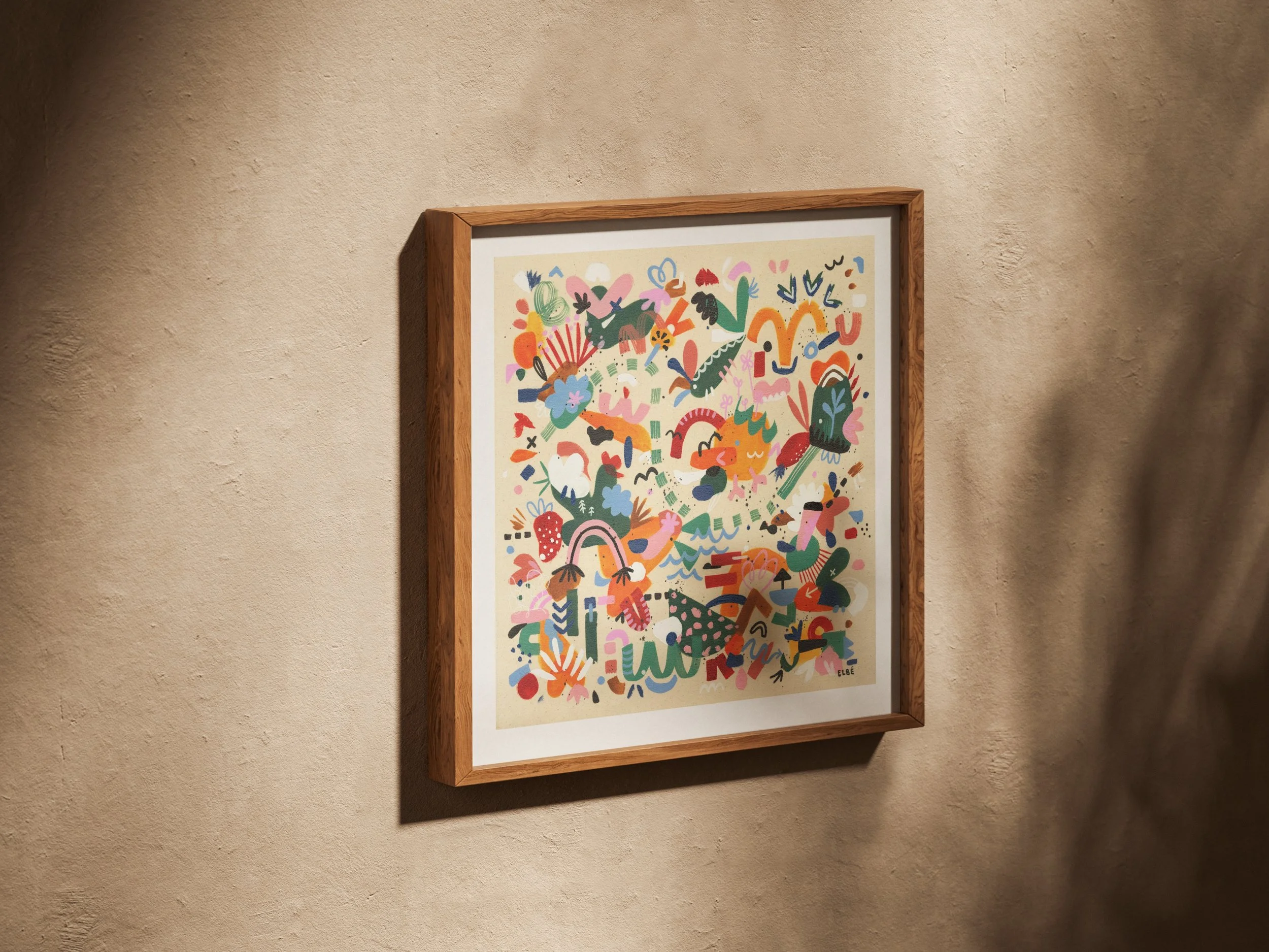 Reproduction encadrée Le cultivateur par Elbé présentée dans un décor intérieur