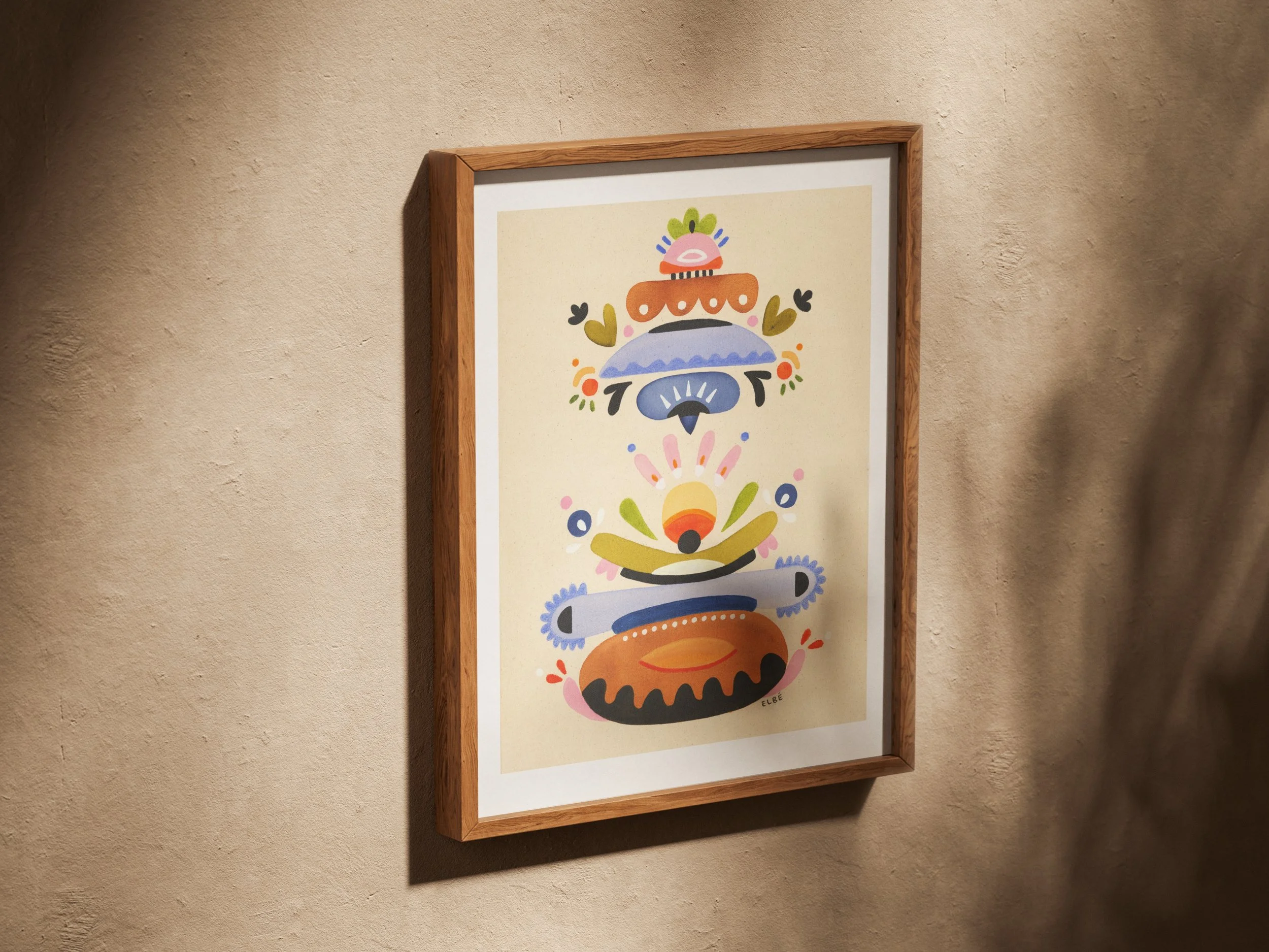 Reproduction encadrée Les méduses par Elbé présentée dans un décor intérieur