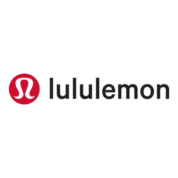 Lululemon logo with a red circular emblem and black text on a white background.