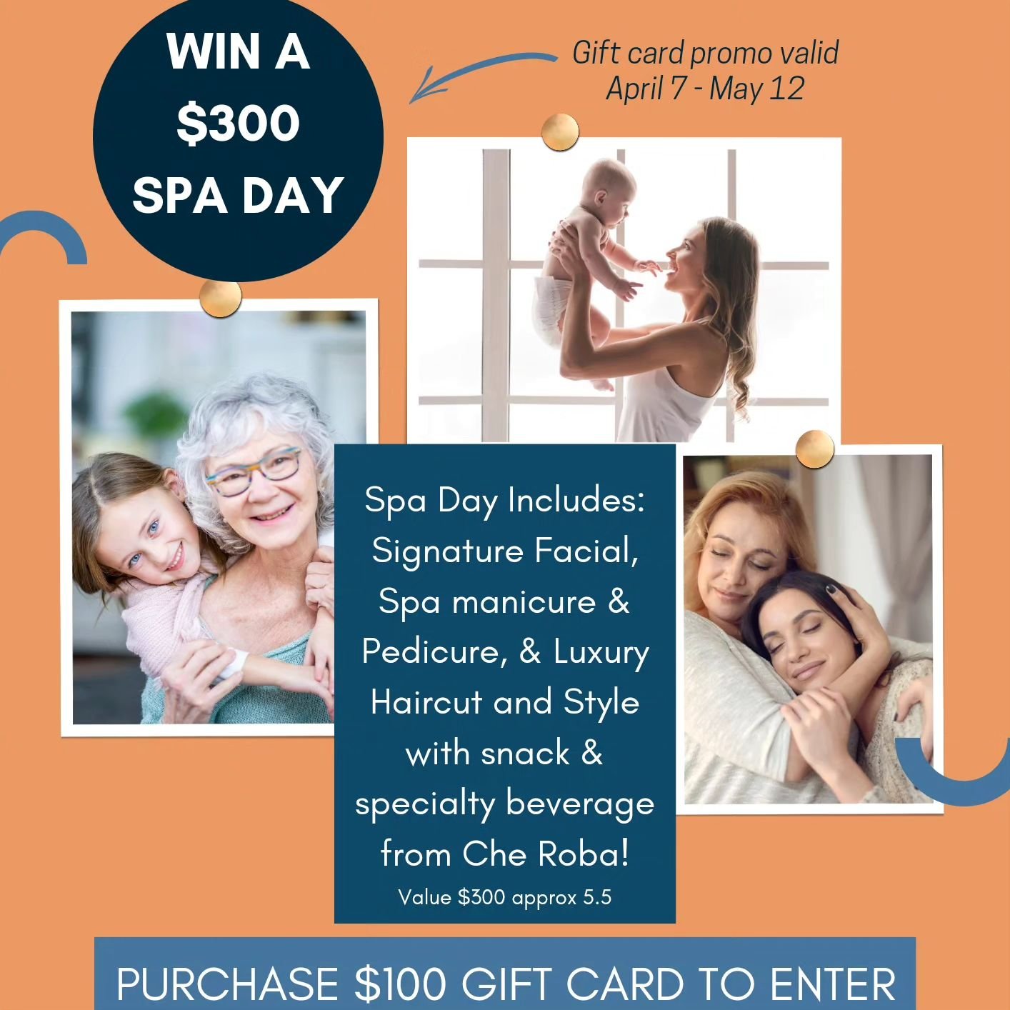 She's the reason we're here! Let's give her some much needed relaxation!  We what to help!! Buy a $100 gift card, and you're automatically entered into our draw for a chance to WIN a $300 Spa Day!! With some yummy treats from our neighbour's @cheroba