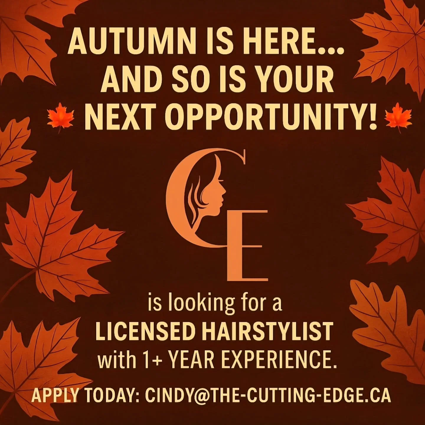 We grow people for a living! Looking for our next teammate! 

Apply via email cindy@the-cutting-edge.ca