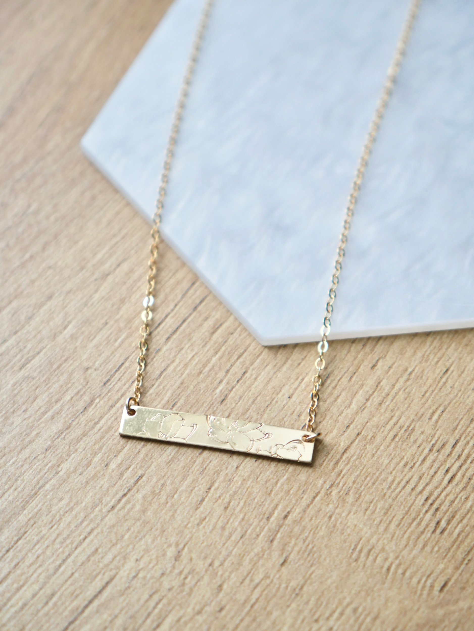 Magnolia Floral Bar Necklace