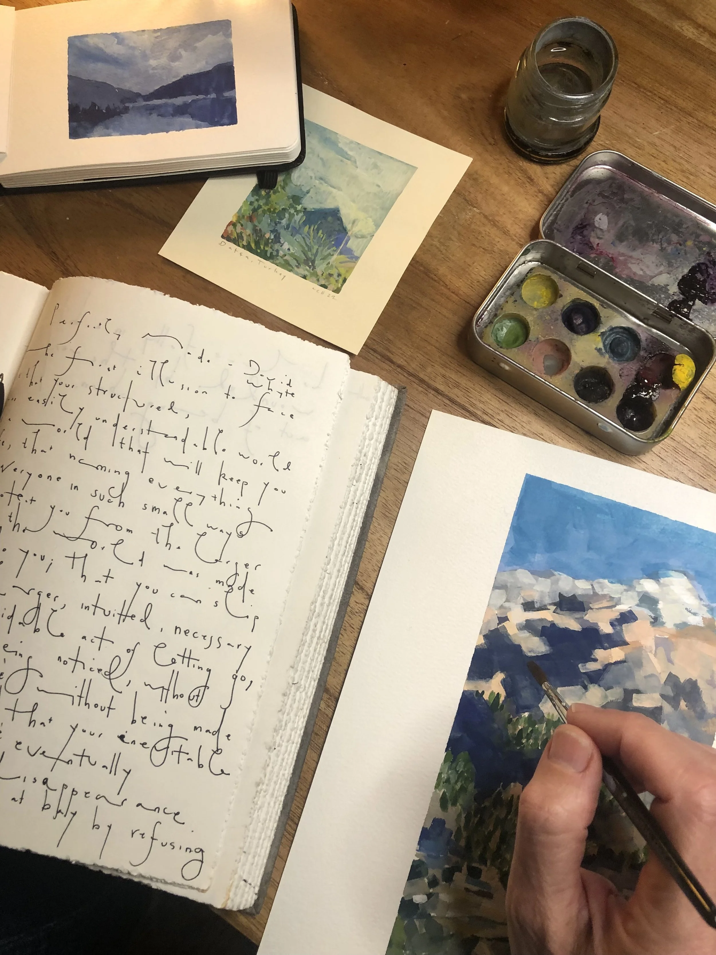 Colette Hannahan's sketchbook featuring artwork from travels in Nepal