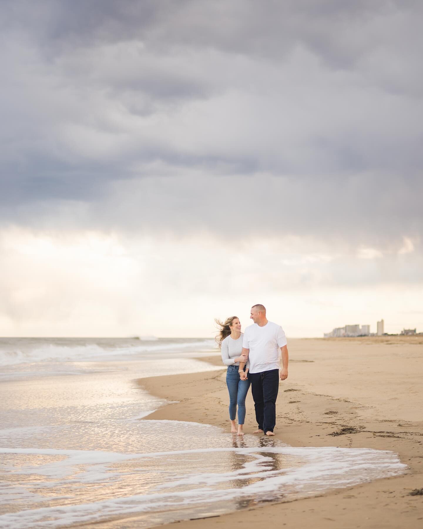 We lucked out with some pretty incredible weather for Lena &amp; Brandon&rsquo;s Virginia Beach engagement session that just kept getting more and more amazing!! We can&rsquo;t wait for their wedding this fall at @denalijeanvb!!