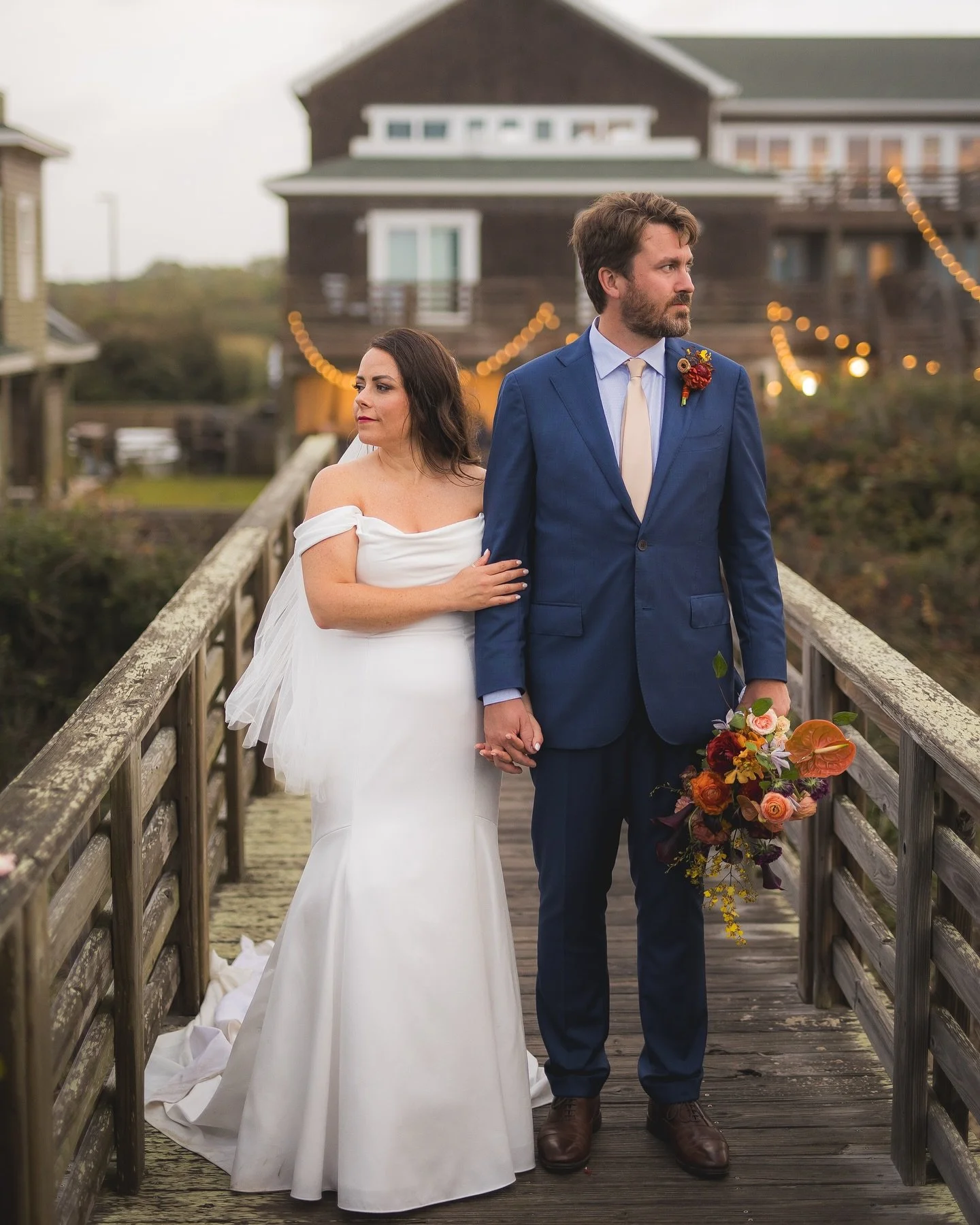 Brittany &amp; Mike didn&rsquo;t let a little September rain get in the way of their wedding day at the Pine Island Lodge in Corolla! Congrats to you both, we had such a fun time working with you and wish we could have been there for the pool party t