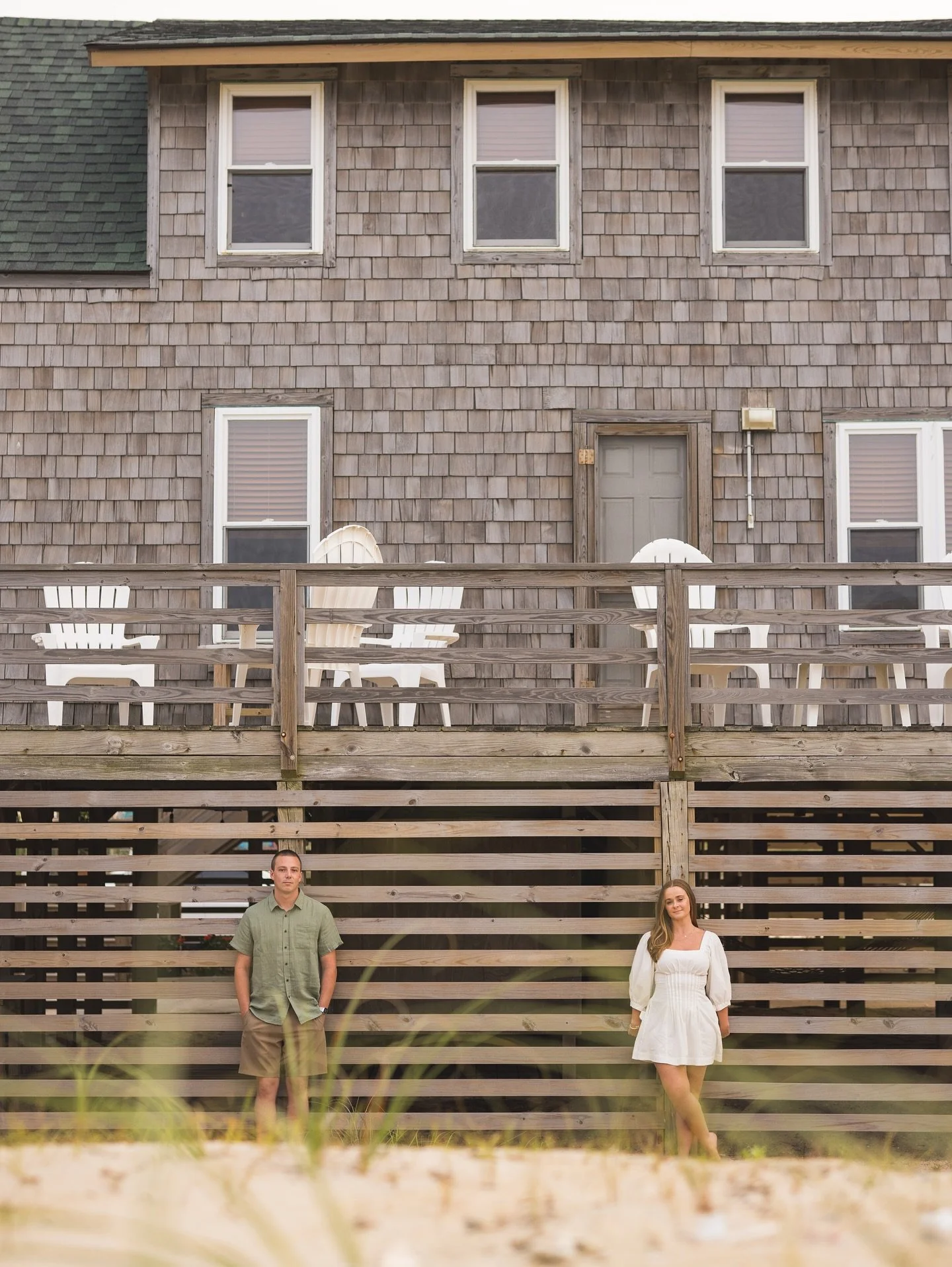 We had the best evening with Angelique &amp; Sam at their family&rsquo;s historic Nags Head cottage for their engagement session!! Their natural chemistry made capturing them effortless, and we can&rsquo;t wait for their wedding that&rsquo;s just aro