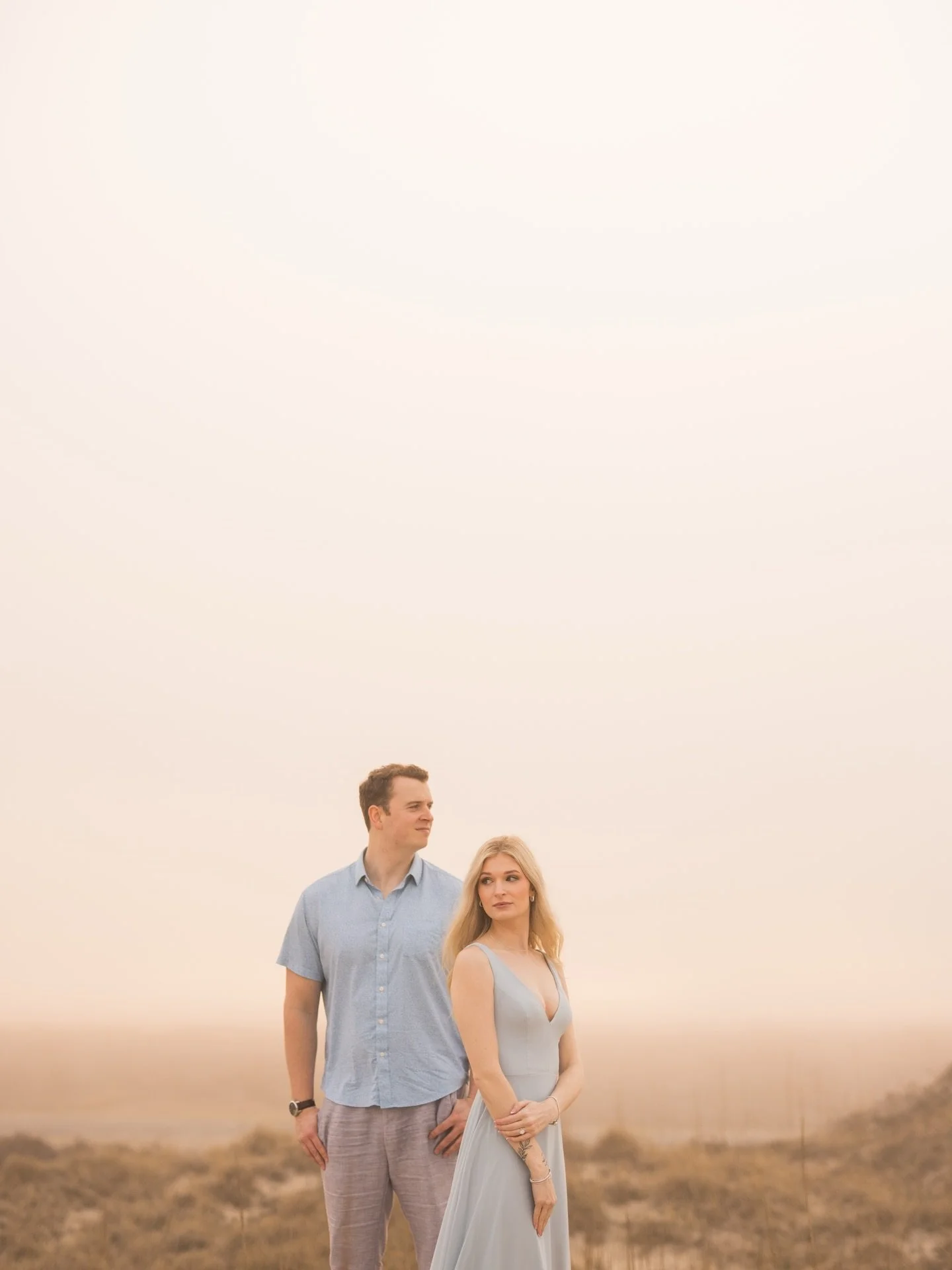 Some evenings at the beach feel a little extra magical ✨ Melissa &amp; Ryan&rsquo;s engagement session in Nags Head was wrapped in the dreamiest coastal fog, turning the shoreline into the softest, most romantic backdrop. With the waves rolling in an