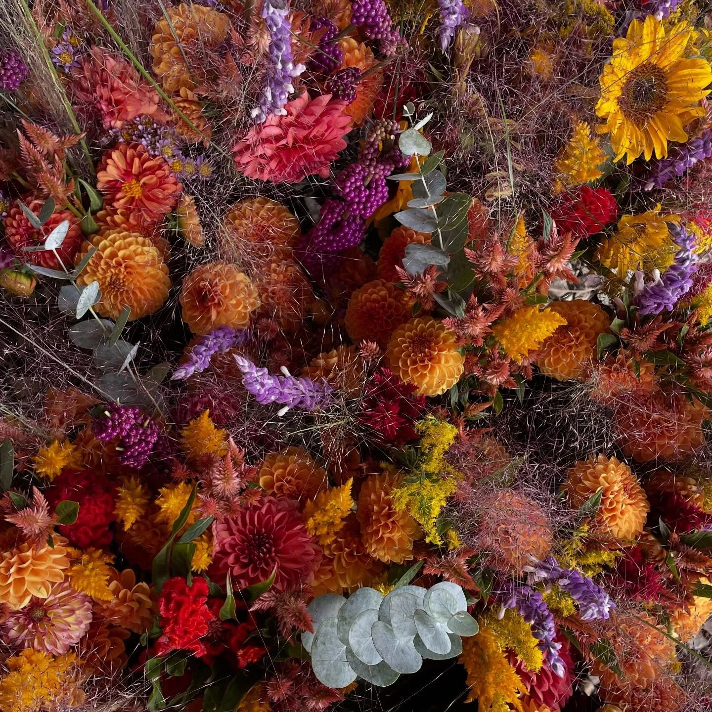 They say it&rsquo;s going to rain this weekend. ☔️But don&rsquo;t let that stop you from visiting @durhamfarmersmarket Saturday morning for these late September bouquets. 

And we will be open for our plant sale this Sunday 12-4! 
You too can have th
