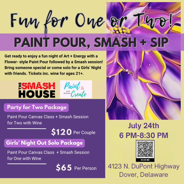 Paint Pour, Smash + Sip
