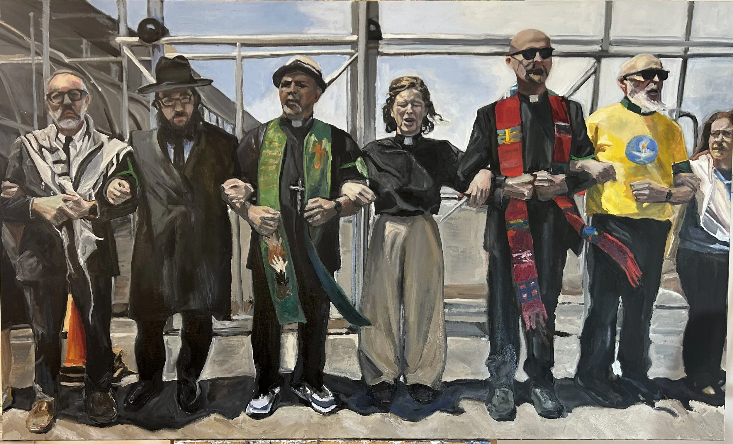 Locking In, 2026, oil on canvas, 36 in x 60 in