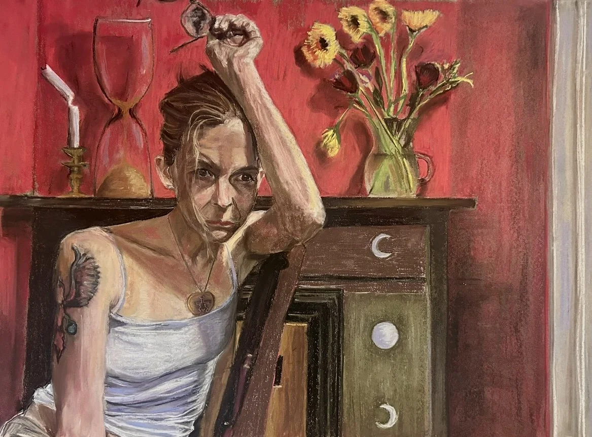 Sights Unseen, 2026, pastel and charcoal on paper, 24 in  x 33 in
