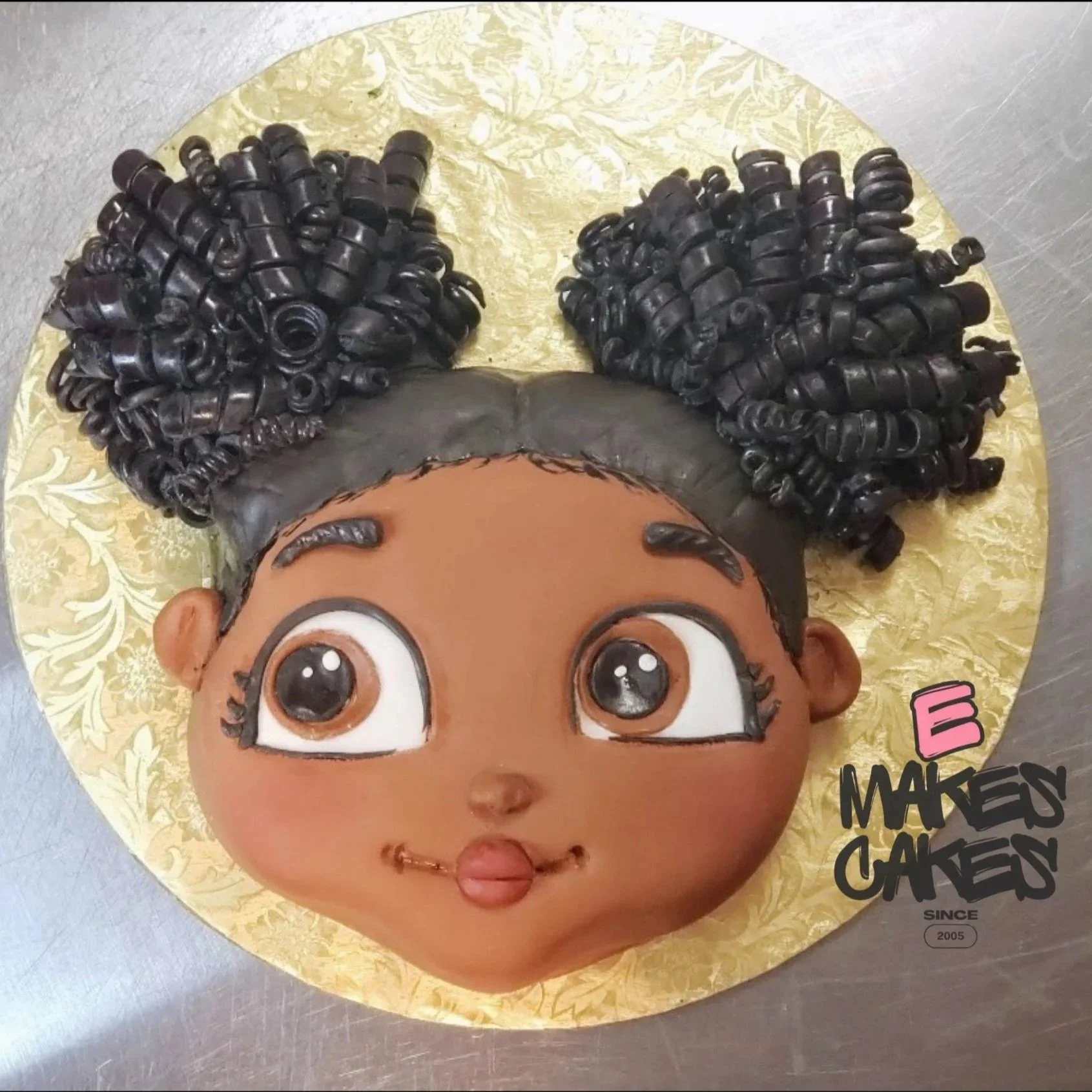 Sculpted character cake, E Makes Cakes, Indianapolis, Indiana, Sculpted Black Girl Cake