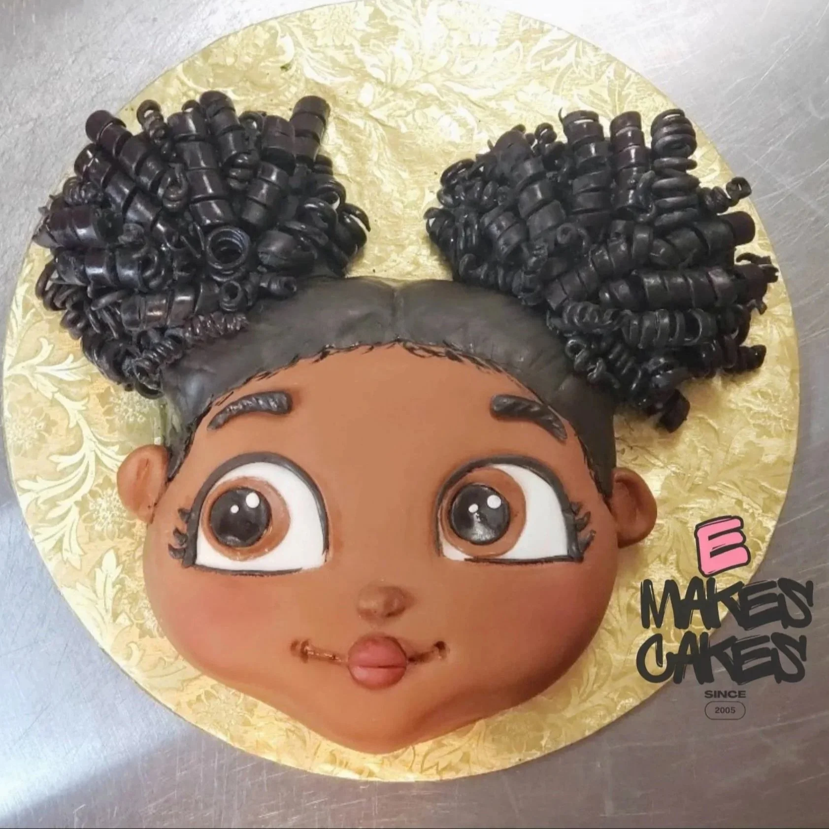 Sculpted afro puff girl cake, E Makes Cakes