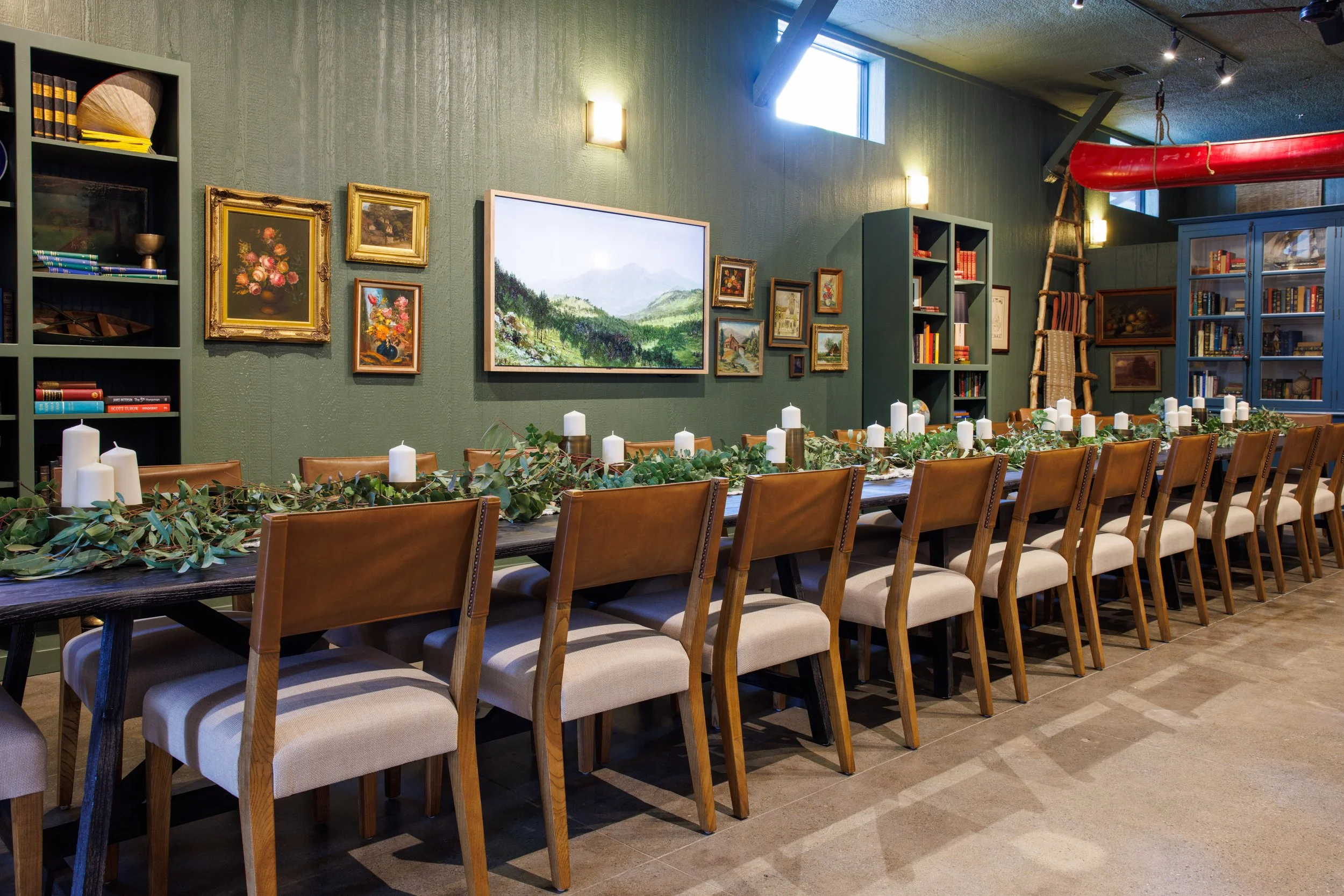 Host an exclusive private dinner in The Library at The Westport. Featuring our signature black trestle tables and premium comfortable seating, this Downtown Chico event space provides a sophisticated, intimate atmosphere for milestone celebrations an