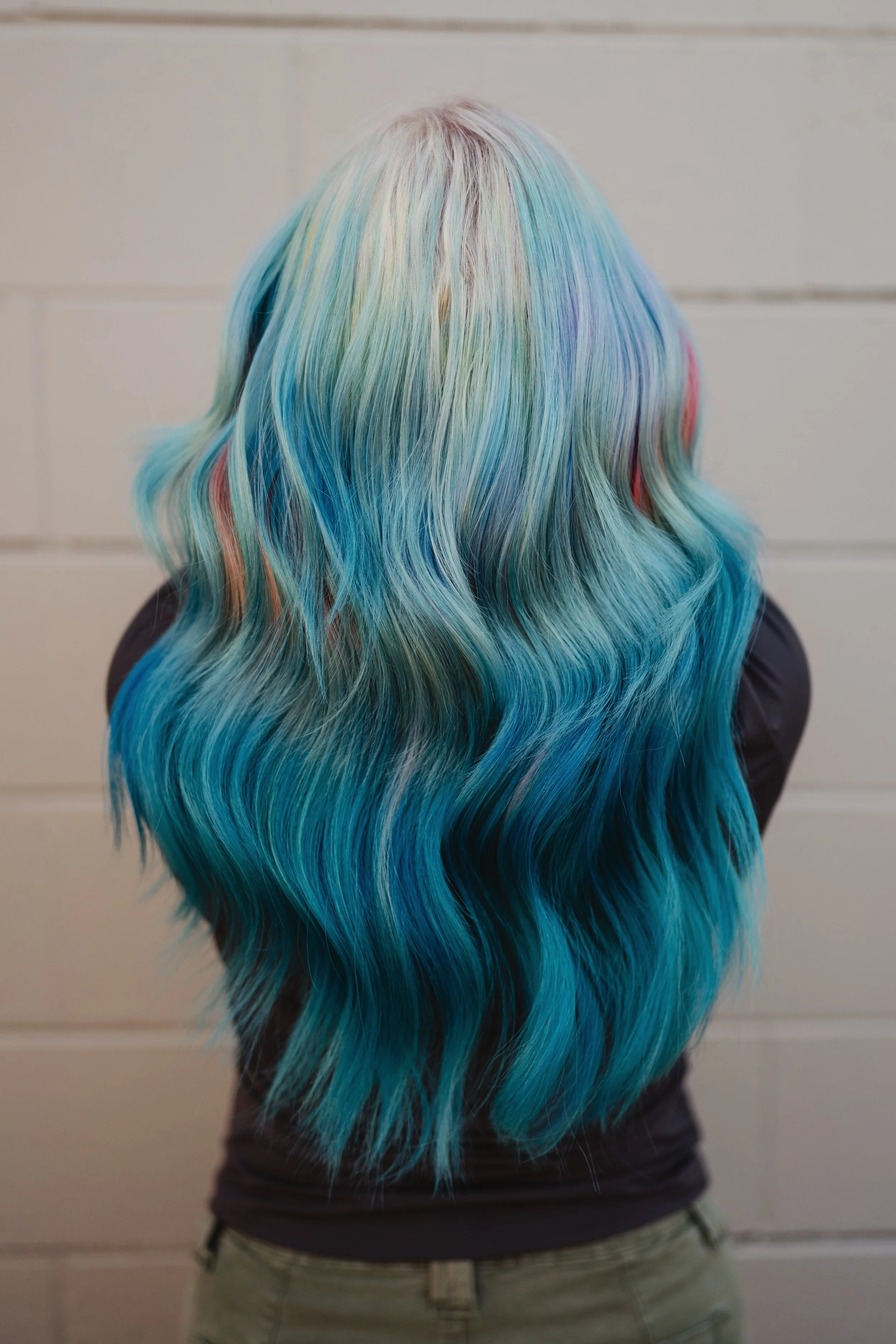 Vivid, fun hair colour, balayage, alternative style, blonde, blue