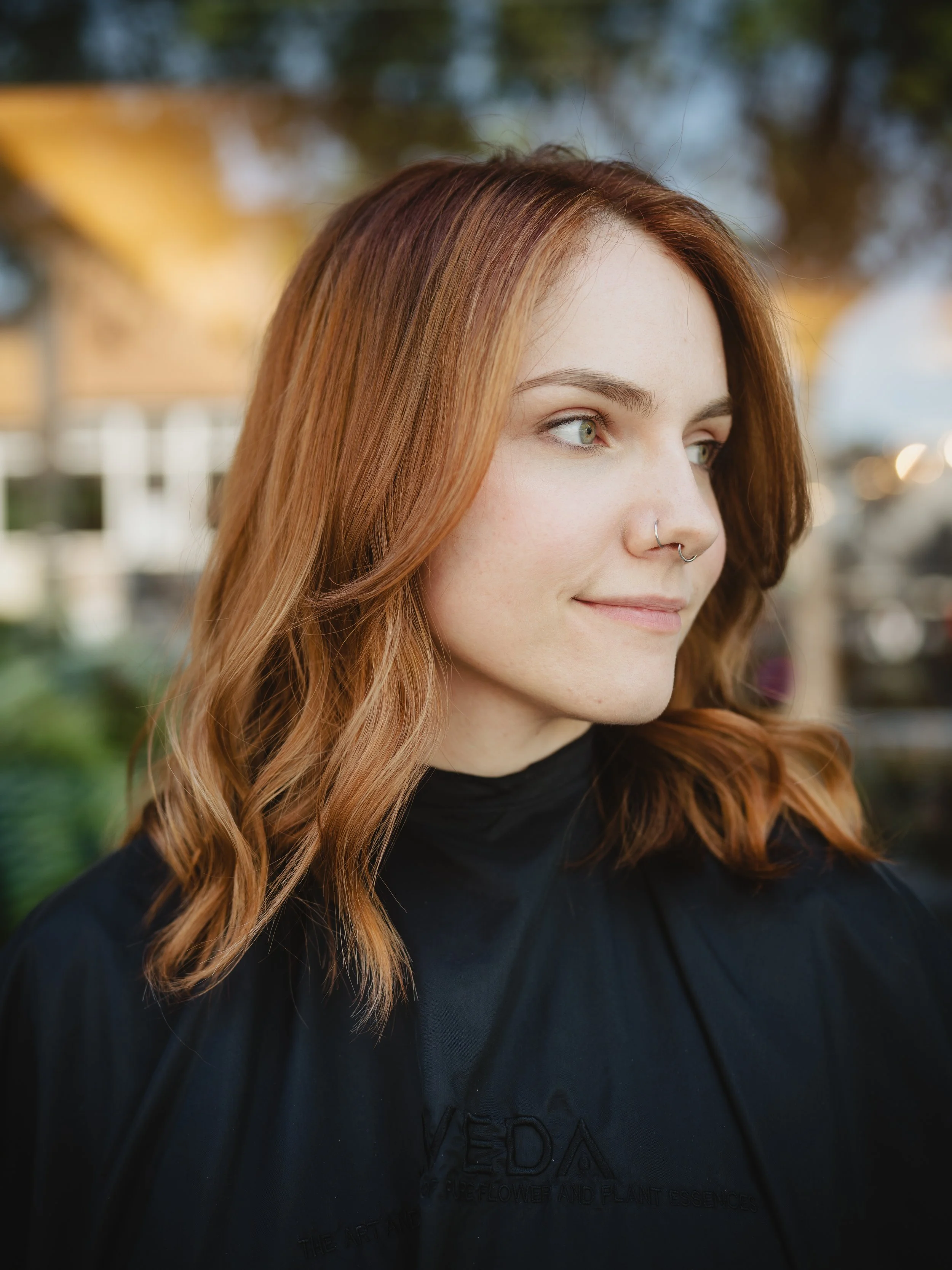 copper, balayage, highlights, aveda colour,