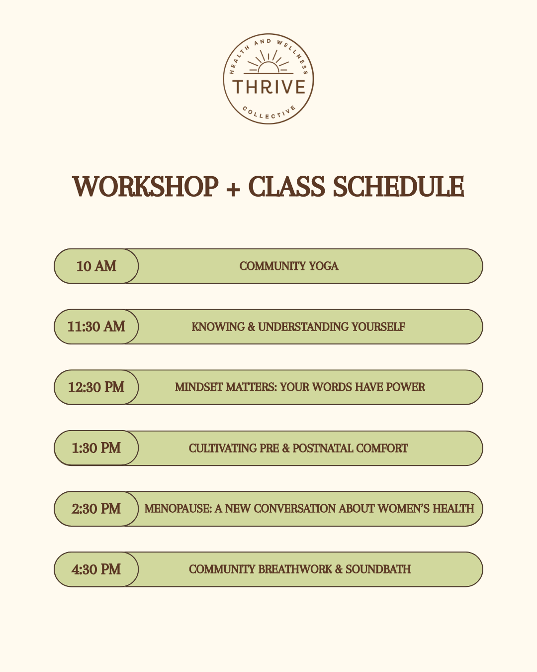 Discover Thrive Schedule