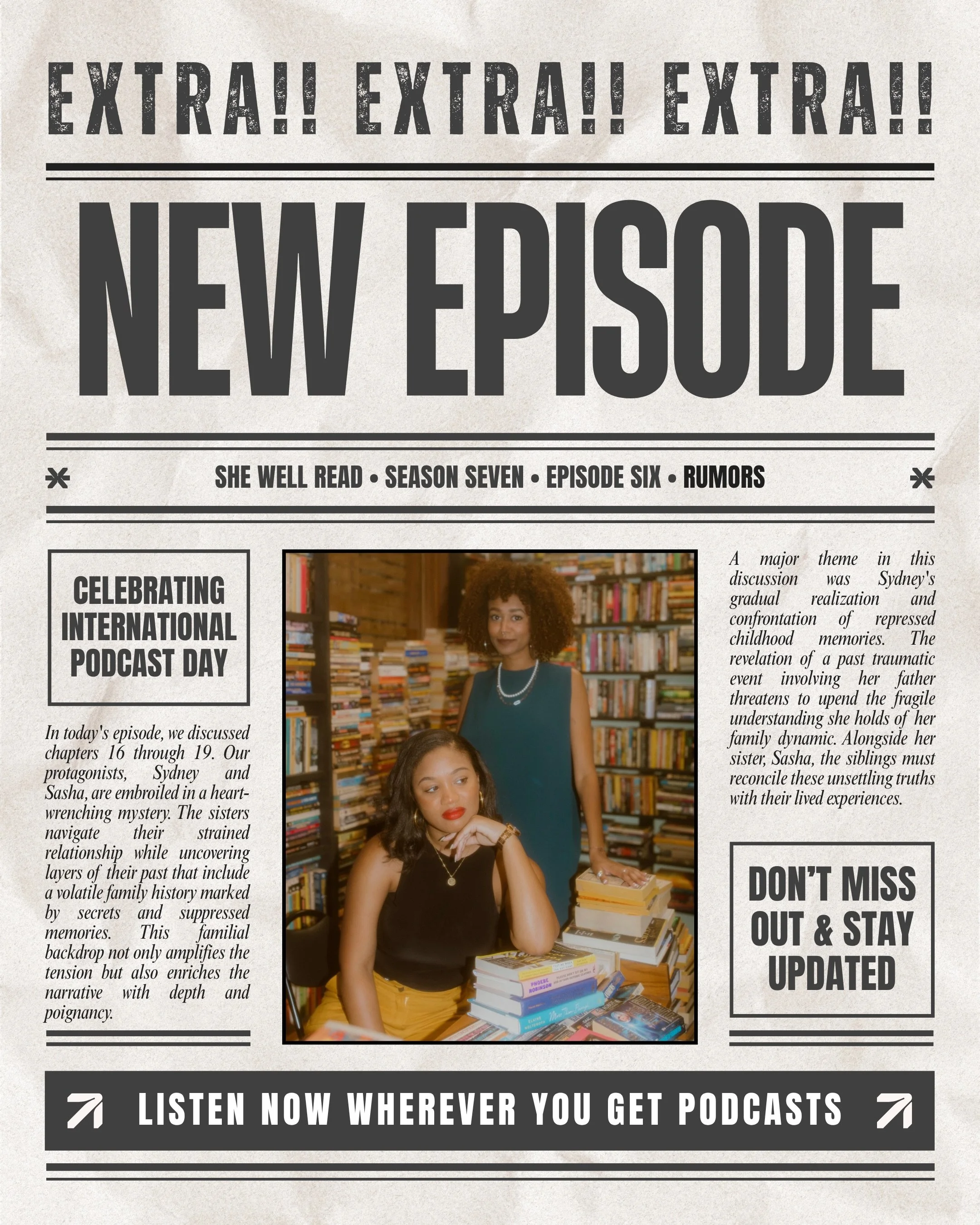 Happy International Podcast Day!! 🎙️Celebrate with us by tuning in to today's new episode, we&rsquo;re halfway through reading We Don&rsquo;t Talk About Carol! Dive into chapters 16&ndash;19 with us as we unpack family secrets and thrilling twists. 