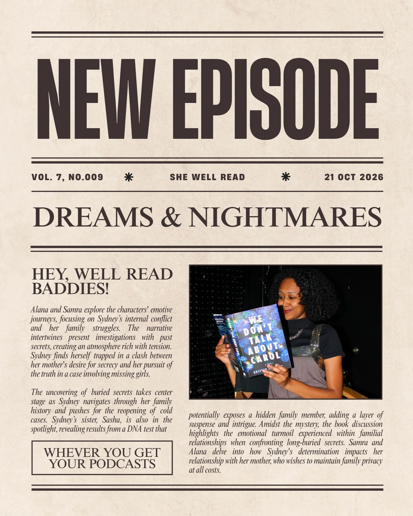 What&rsquo;s up Baddies? 👻 Another Well Read Wednesday brings another episode of SHE WELL READ. *happy dance*

We can&rsquo;t wait to hear your thoughts &mdash; please leave us a review and send us a message on Bookum or Speakpipe to join the conver