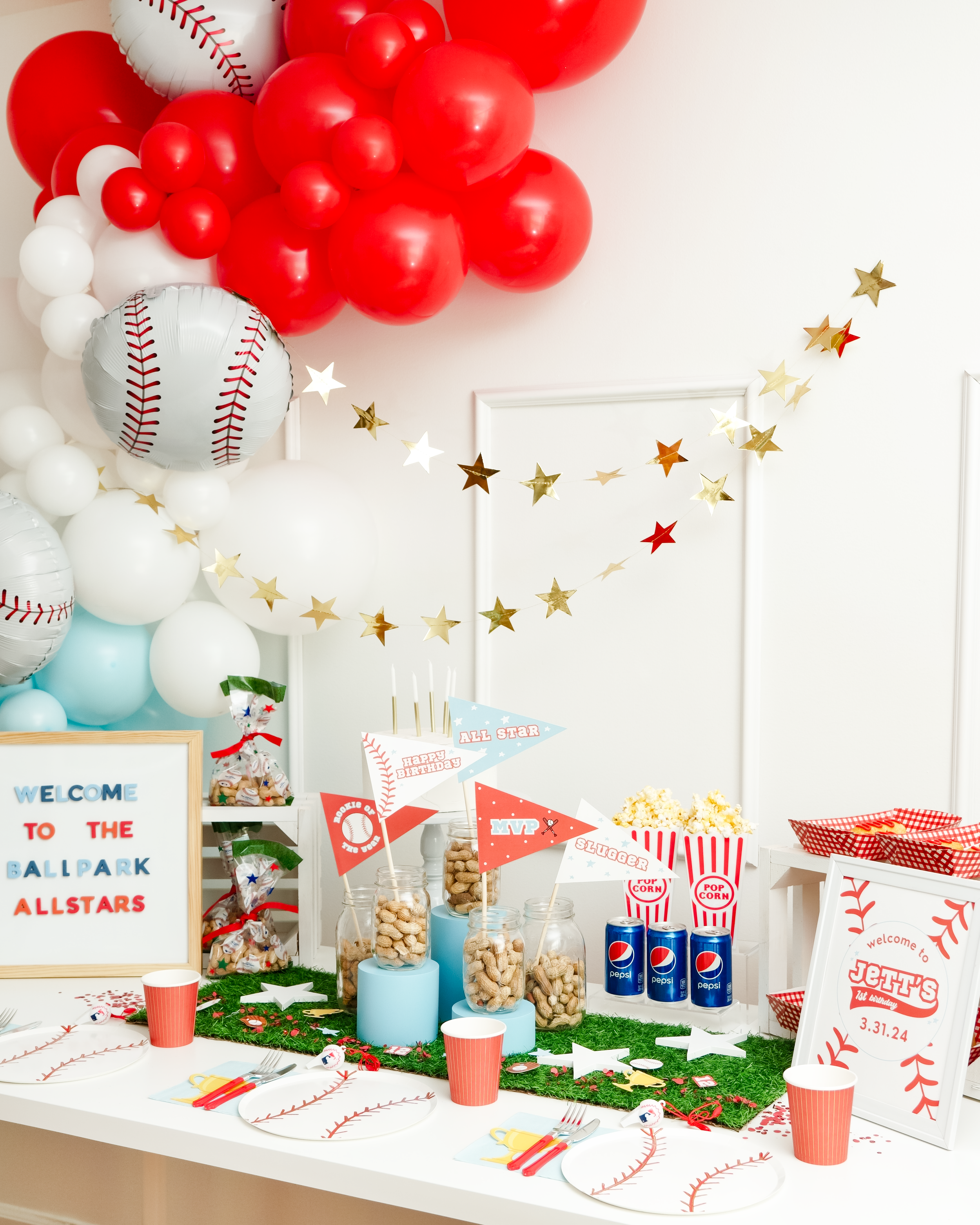 Rookie Year Baseball Theme Birthday Party