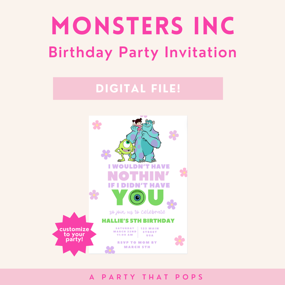 Monsters Inc Birthday Invitation  a party that pops