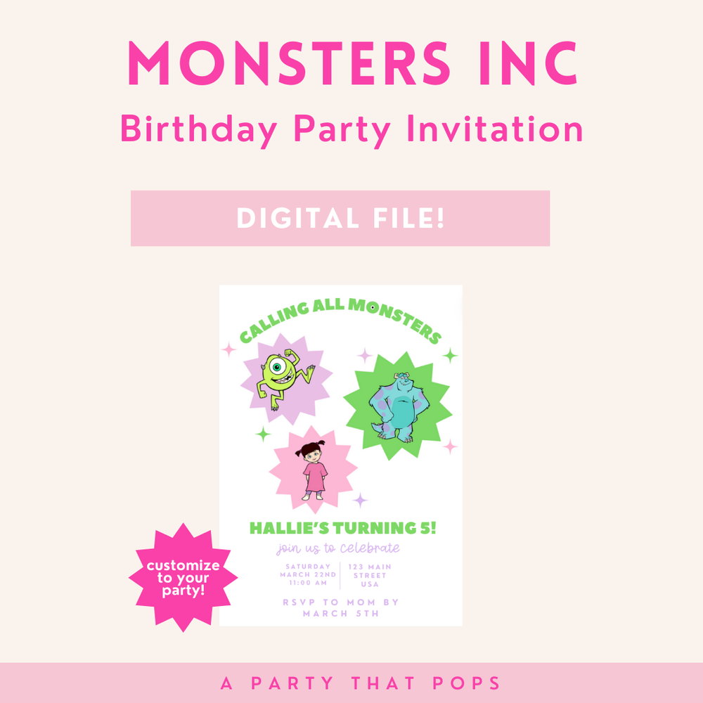 Monsters Inc Birthday Invitation  a party that pops