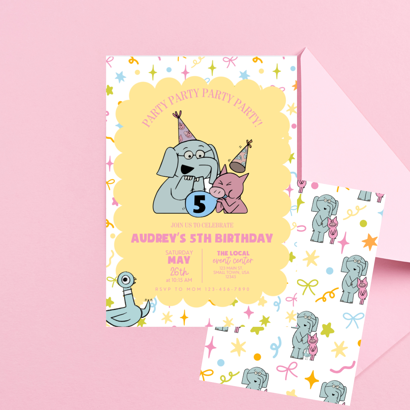 Gerald and Piggie Birthday Invitation