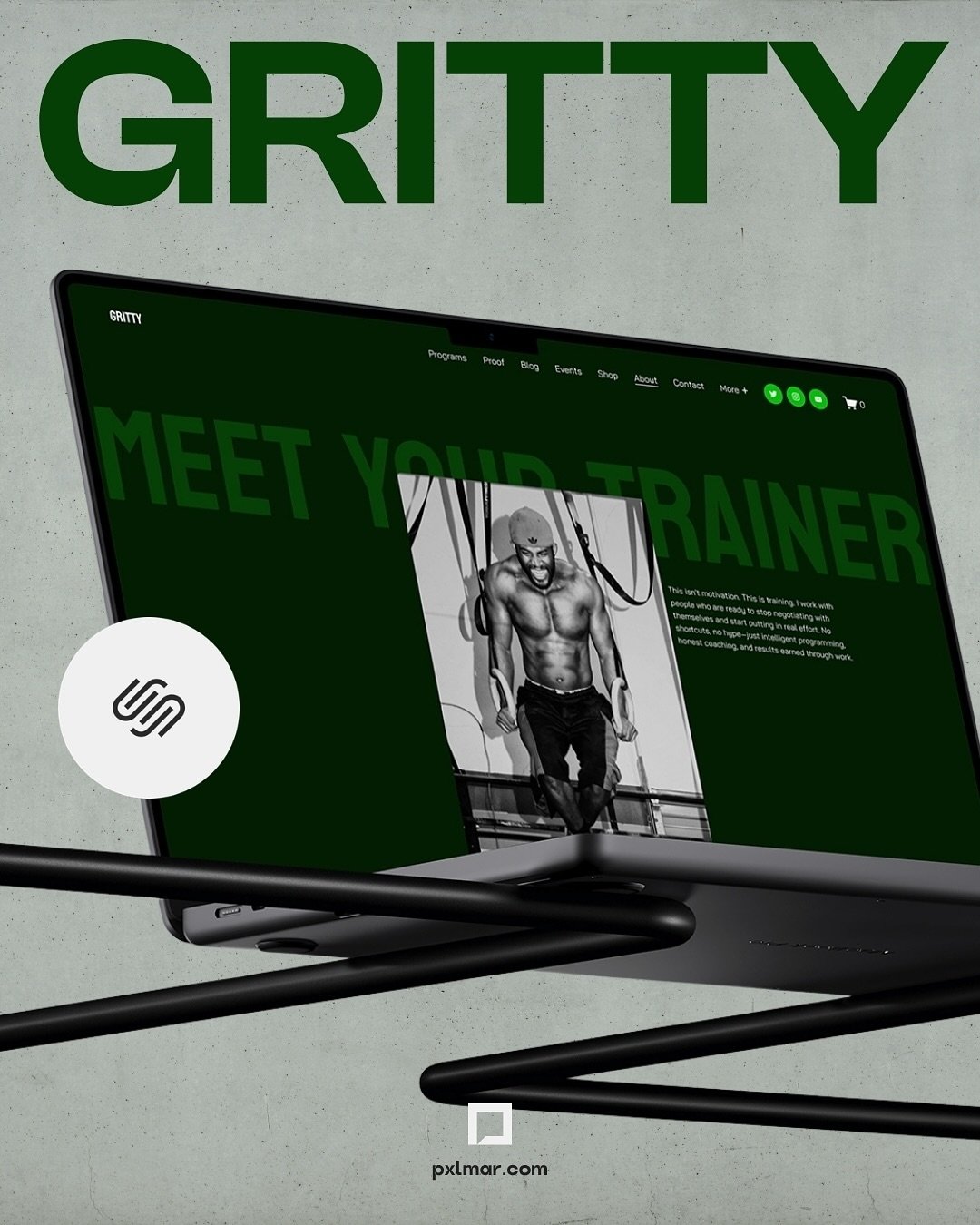 Meet Gritty, a high-impact Squarespace template built for trainers who lead with results. With bold visuals, strong typography, and sections for programs and testimonials, it&rsquo;s made to turn visitors into clients.

Bold, relentless, and designed