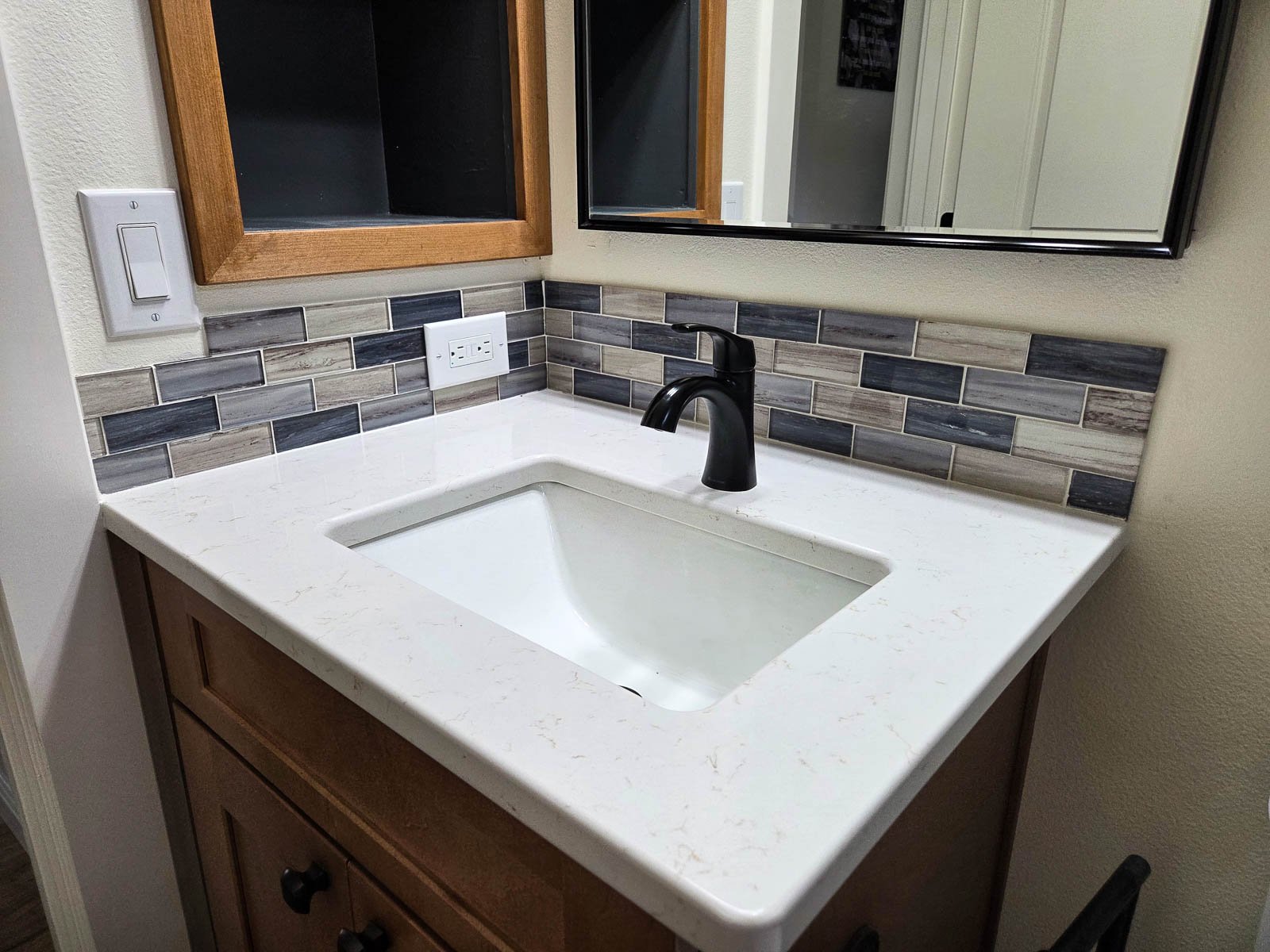 bathroom tile backsplash installation