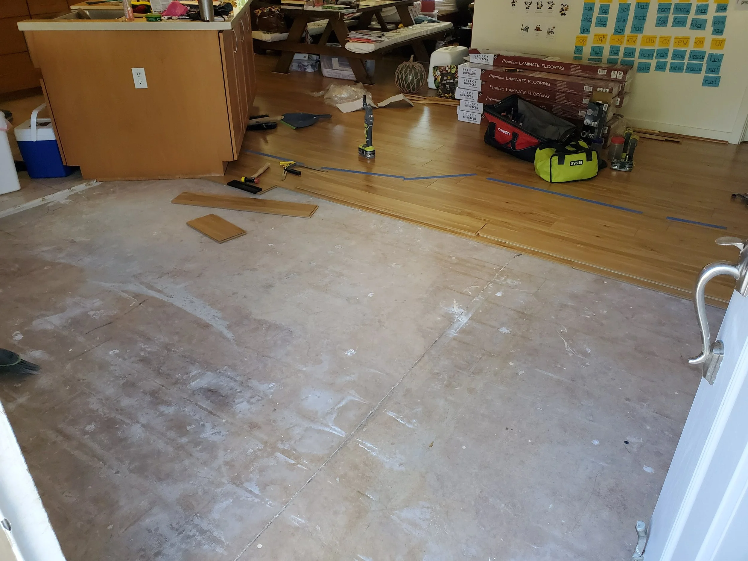 laminate flooring installation in kitchen