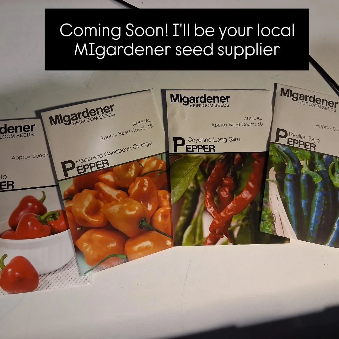 I'm excited to share that I'll be offering MIgardener's fantastic selection of seeds for sale soon!

Come visit me in person to shop for these seeds and save shipping! $1.99 per packet plus local/state sales tax. 

#supportlocalbusinesses❤️ 
#backyar