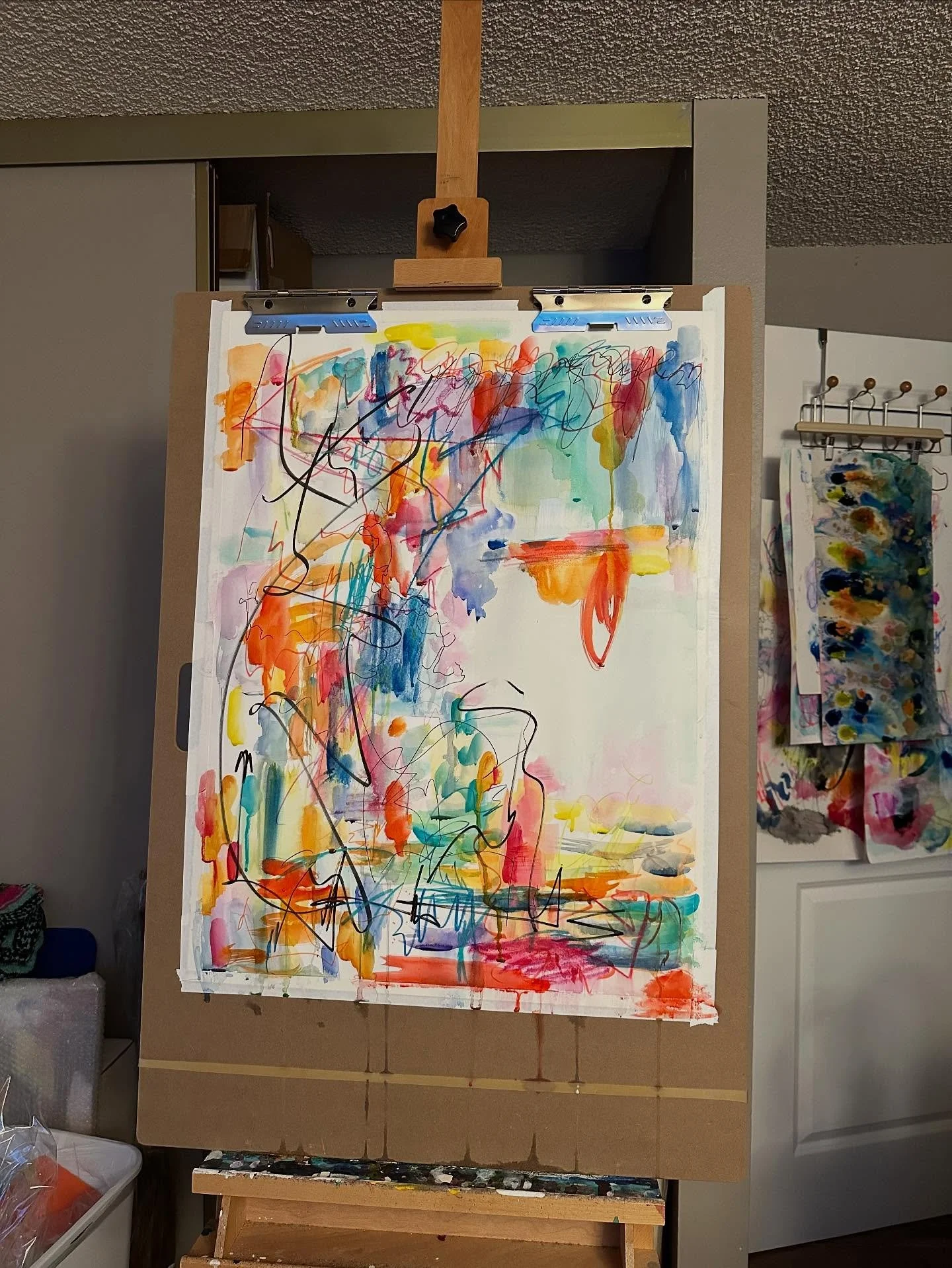 First fun layer on this larger piece.  I&rsquo;ve been wanting to stretch out &amp; it&rsquo;s been well over a year since I painted over 11&rdquo; x 14&rdquo;. #brilliantaquastudios