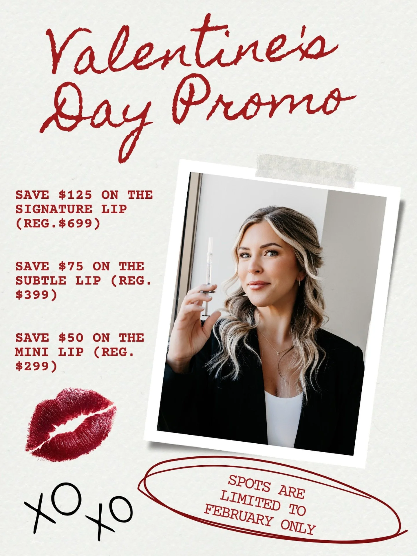 Valentine&rsquo;s Day is the perfect time for a little lip love 💋

I&rsquo;m offering special February pricing on lip filler for a limited time ❤️

Please note: availability is limited, as I&rsquo;ll be out February 15&ndash;20.

Be sure to book ahe