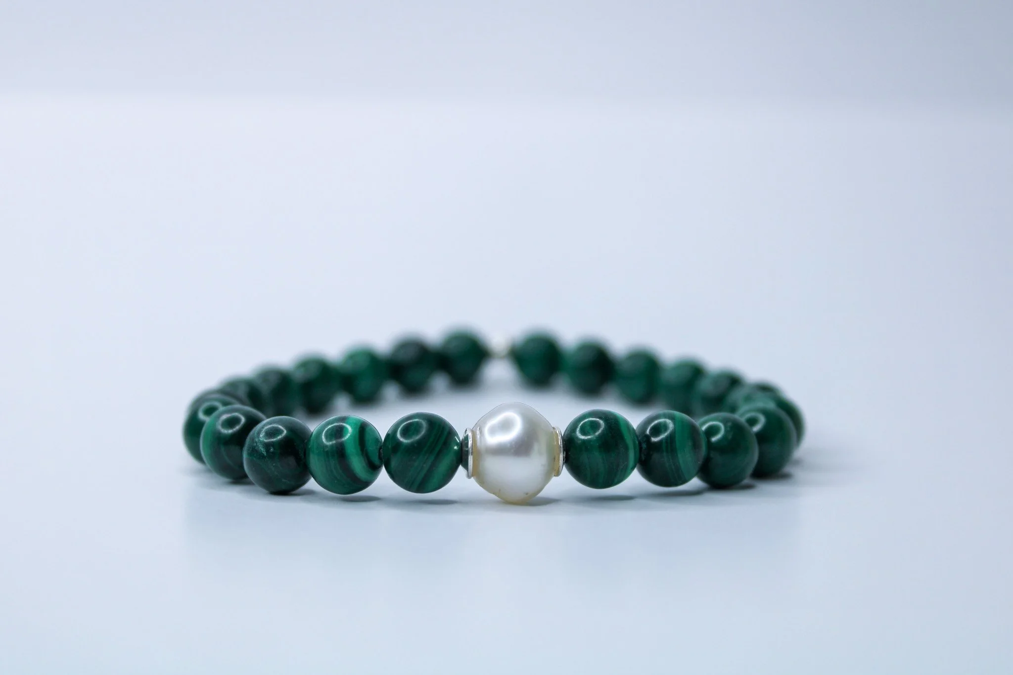 Malachite & south sea pearl bracelet