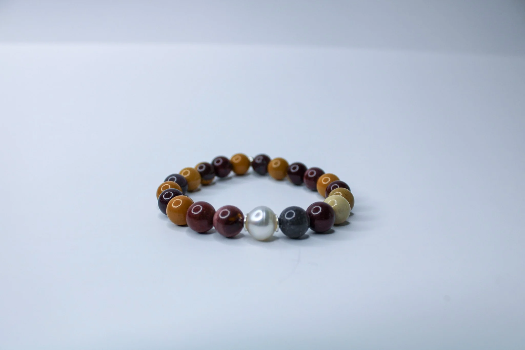 Western Australian Mookaite Jasper & south sea pearl bracelet