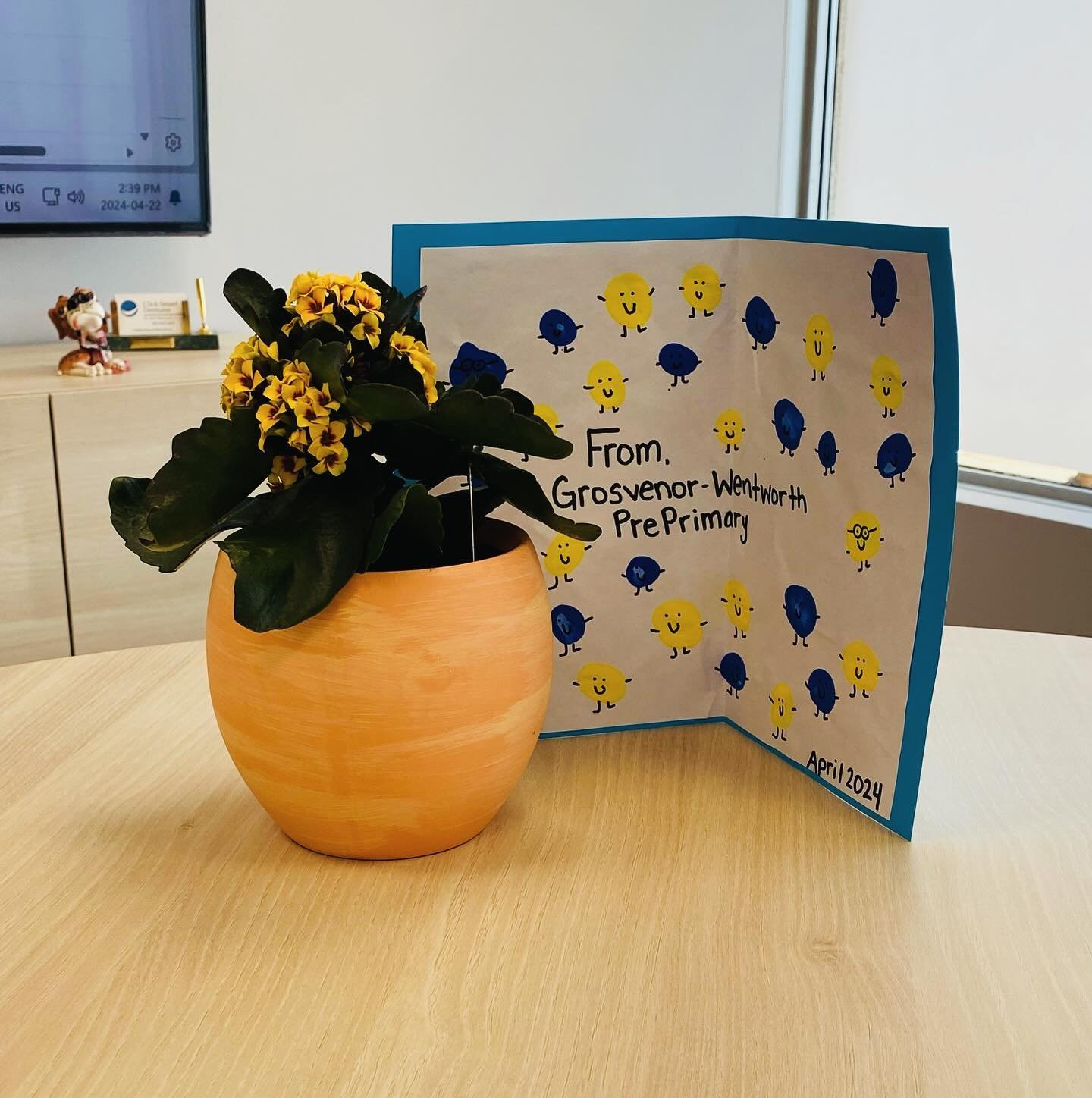 It&rsquo;s our first day and we got a visit and this amazing card and gift from the Pre-Primary class at Grosvenor-Wentworth!
