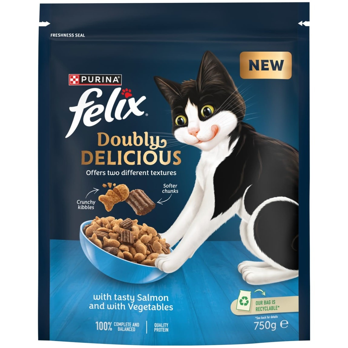 Felix Doubly Delicious Salmon & Vegetables Dry Cat Food 750g