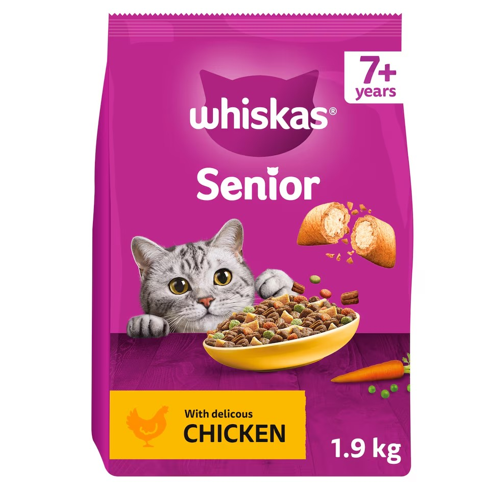 Whiskas Biscuits Chicken Senior Complete Dry Cat Food 1.9kg