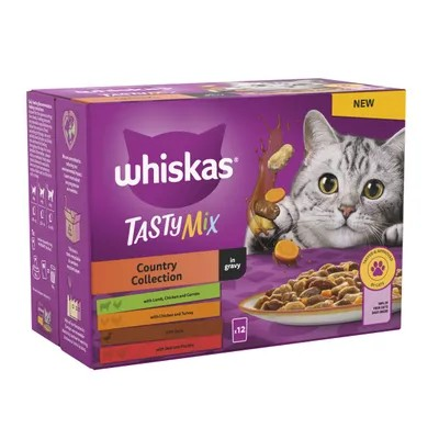 Whiskas Country Collection Mix Adult Wet Cat Food Pouches in Gravy 12x85g