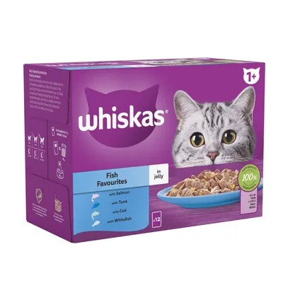 Whiskas 1+ Fish Favourites in Jelly 12x85g