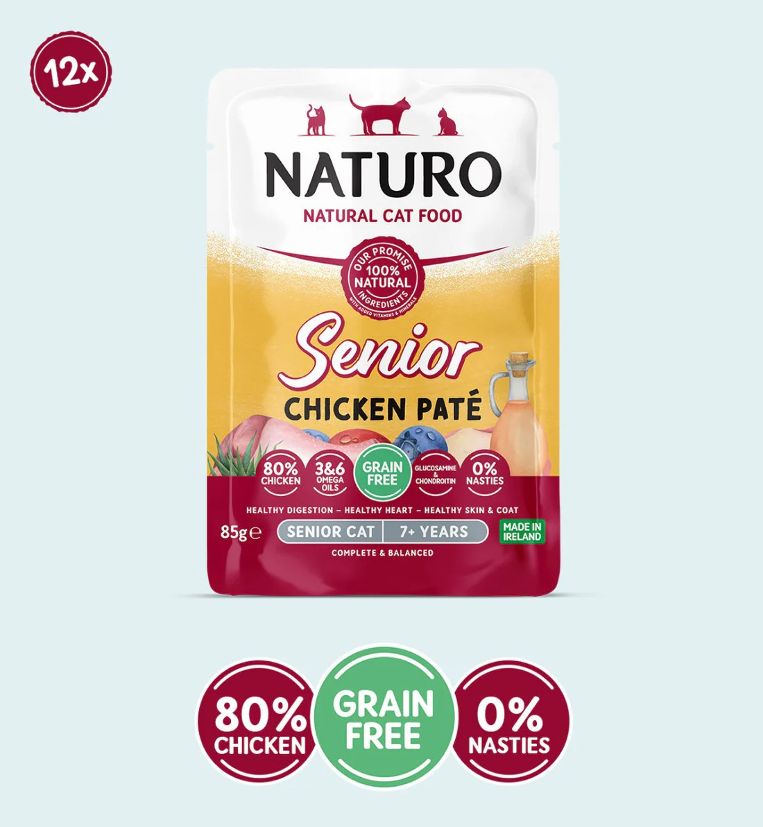 Naturo Senior Cat Chicken Pate - Grain Free Cat Food | 85g Pouch