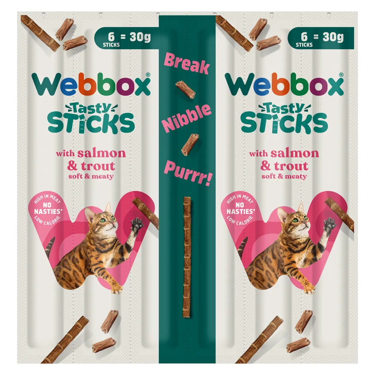 Webbox Tasty Sticks with Salmon & Trout Cat Treats – 30g