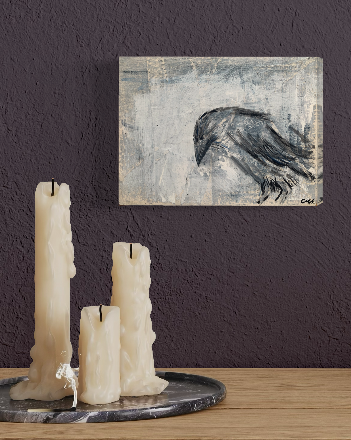 Miss Lucy from Dracula, Dracula inspired artwork. Artwork of crow. Art for gothic home. gothic interiors